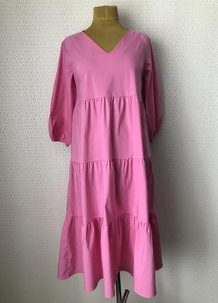 Новое (с этикеткой) ярусное розовое платье от lc waikiki, размер м2 фото