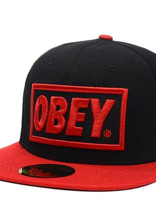 Кепка з прямим козирком снепбек obey black red