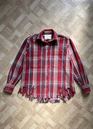 R13 shredded shirt plaid рубашка1 фото