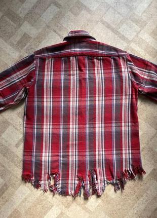 R13 shredded shirt plaid рубашка4 фото