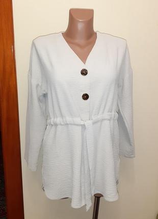 🤩1+1=3 базовая бежевая приталенная женская блуза блузка primark, размер 44 - 46