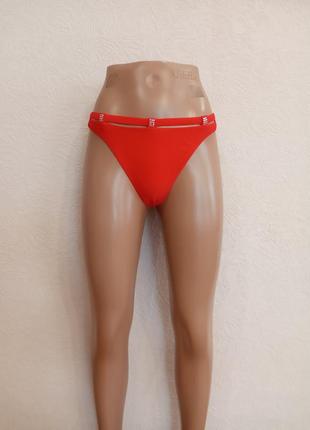 Женские красные купальные плавки -стринги,размер s1 фото