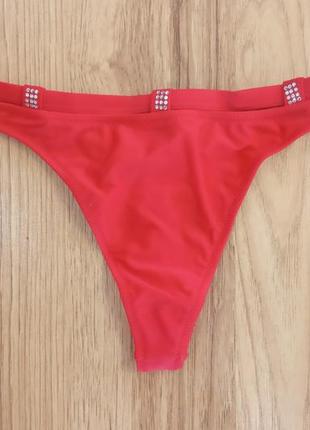 Женские красные купальные плавки -стринги,размер s7 фото