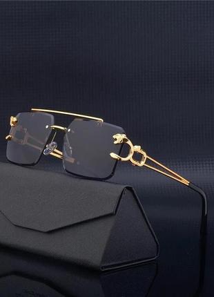 Модные металлические леопардовые солнцезащитные очки без оправы с двойными перемычками с градиентом ocean film sshades uv4009 фото