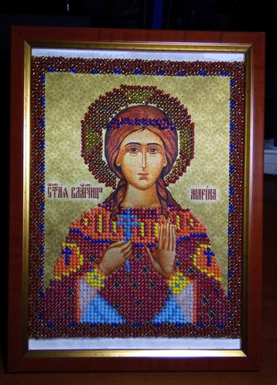 Ікона бісером "свята вламучениця марина"1 фото