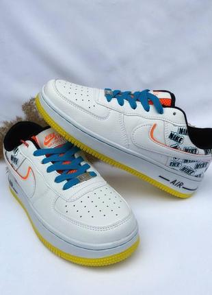 Nike air force low white+yellow and blue розміри 37-381 фото