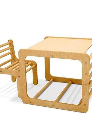 Комплект "кубик" матеріал бук, столик кубик + стілець дитячий1 фото