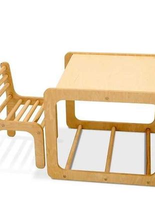 Комплект "кубик" матеріал бук, столик кубик + стілець дитячий2 фото