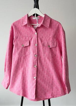 Женская розовая рубашка dior1 фото