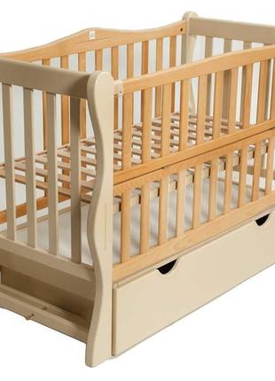 Ліжко "sofi" на підшипнику з відкидною боковиною та шухлядою бук