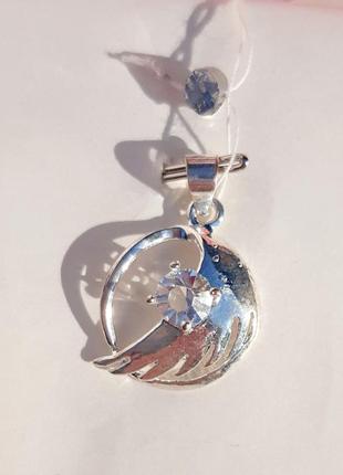 Серебряный кулон-подвес с белым топазом, серебро 925 проба. арт. 300а/31
