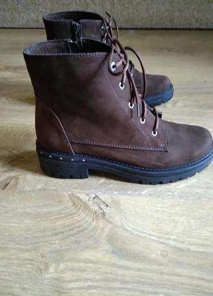 Женские зимние ботинки, 38 р, нубук, мех натуральный, коричневый5 фото