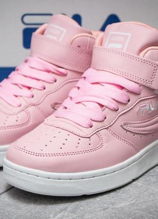 Кроссовки  fila white , розовые, р. 34,35,36,37,38 размер, ботинки, хайтопы4 фото