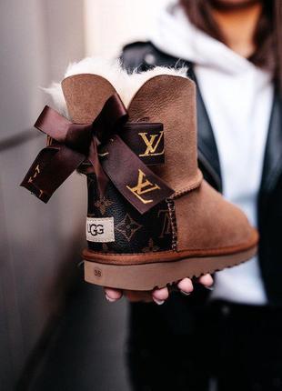 Ugg lv bailey bow ii mini, жіночі зимові угі з хутром, угги.