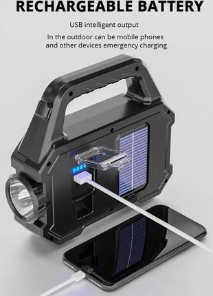 Ліхтар акумуляторний usb з сонячною батареєю2 фото