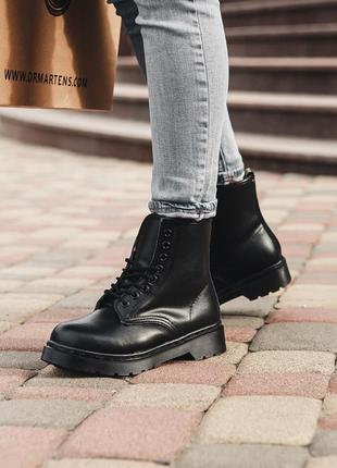 Ботинки зимние на меху dr. martens 1460 fur black черевики зимові з хутром