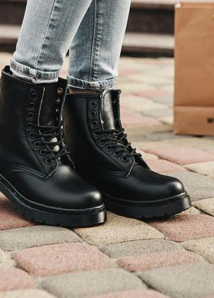 Черевики з хутром dr. martens 1460 fur black ботинки зимние на меху2 фото