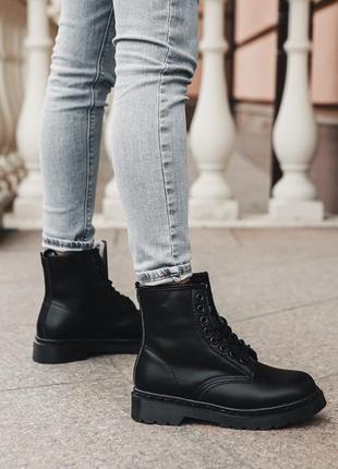 Черевики з хутром dr. martens 1460 fur black ботинки зимние на меху5 фото