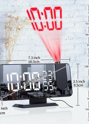Настільний годинник із дзеркалом і проєктором. годинник будильник9 фото