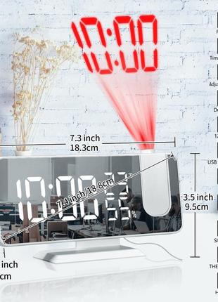 Настільний годинник із дзеркалом і проєктором. годинник будильник10 фото