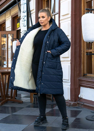 Зимове жіноче тепле пальто на овчині.рр 48,50,52,54,56,58,60,6216 фото