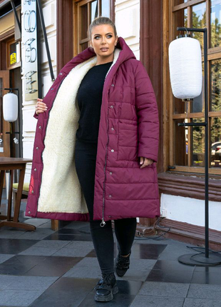 Зимове жіноче тепле пальто на овчині.рр 48,50,52,54,56,58,60,6218 фото