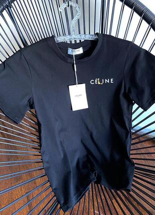 Крута чорна футболка в стилі celine селин😍