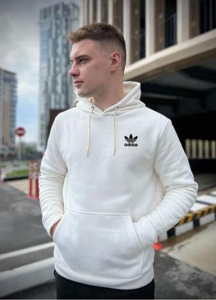 Зимовий худі з начосом adidas білий