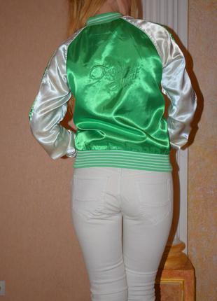 Бомбер клубная куртка oggi s-m красивый изумрудный зеленый цвет2 фото