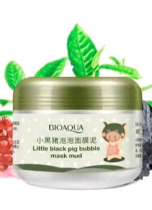Очищаюча маска bioaqua little black pig bubble mask mud 100мл.1 фото