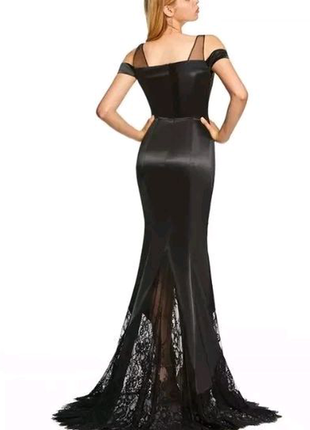 Вечірня чорна сукня зі шлейфом4 фото