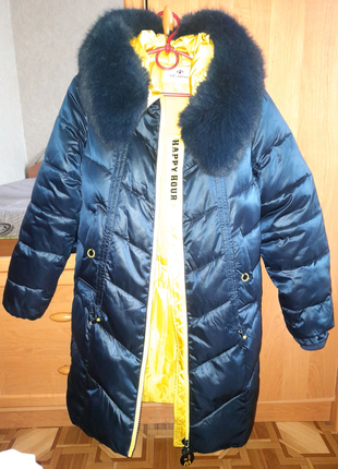 Куртка, пальто зимове для дівчинки 7-9 років4 фото
