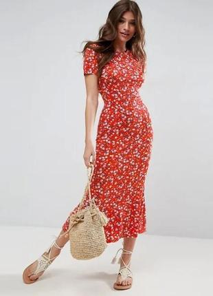 Розпродаж сукня asos міді/максі натуральна з квітковим принтом