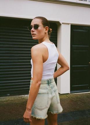 Вкорочений топ майка в рубчик zara7 фото