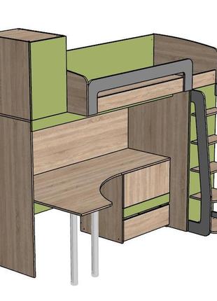 Ліжко горище зі столом та шафою (80х190) кчо 1203 фото
