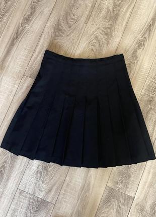 Юбка с плиссировкой черного цвета, юбка в складочку1 фото