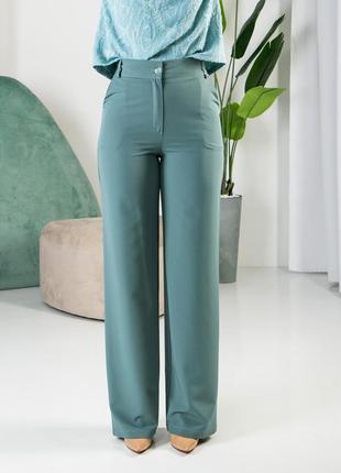 Женские классические широкие бирюзовые брюки палаццо большого размера 42-545 фото