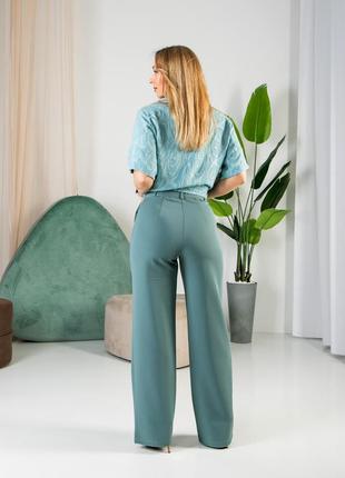 Женские классические широкие бирюзовые брюки палаццо большого размера 42-548 фото