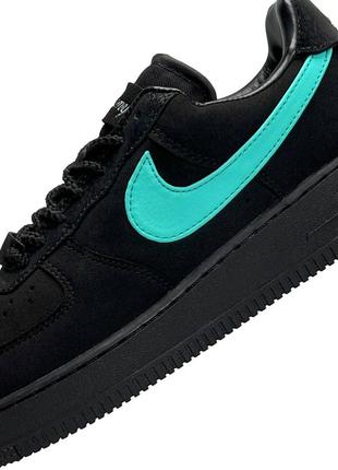 Кросівки шкіряні жіночі nike air force 1 low black mint чорні стильні повсякденні кеди найк айр форс2 фото