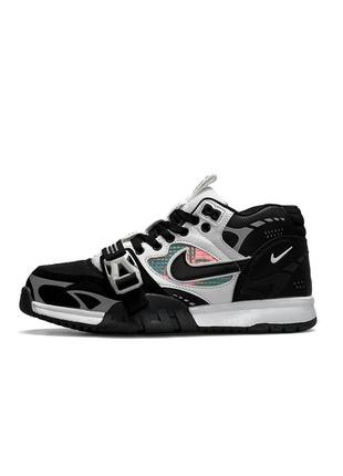 Кроссовки кожаные мужские nike air trainer 1 sp black черно белые стильные кроссовки найк айр демисезонные