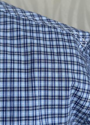 Мужская тонкая летняя рубашка с коротким рукавом большого размера теннисика в клетку шведка3 фото
