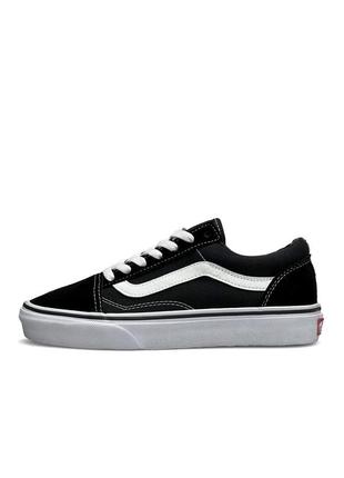 Кроссовки замшевые женские vans old skool black white premium черные стильные кеды ванс олд скул демисезонные