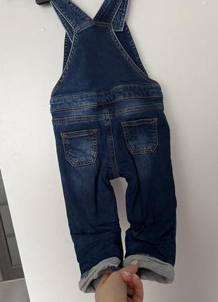 Мягкий джинсовый комбинезон на подкладке 9-12м3 фото