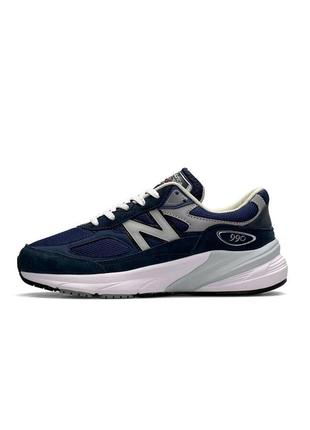 Кросівки замшеві чоловічі new balance 990v6 navy white сині стильні повсякденні кросівки lanc баланс