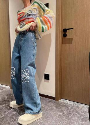 Джинсы в стиле loewe палаццо синие широкие