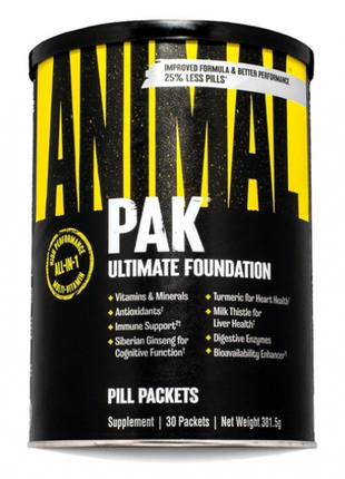 Вітаміни та мінерали animal nutrition від universal animal pak 30 пак