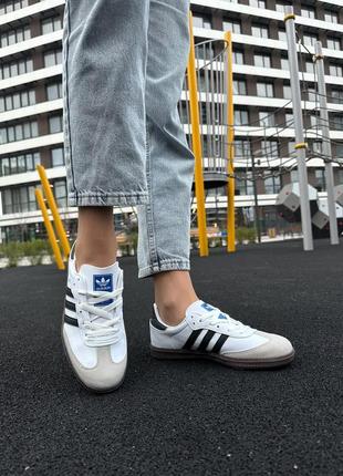 Жіночі кросівки adidas samba white&black з натуральної шкіри2 фото