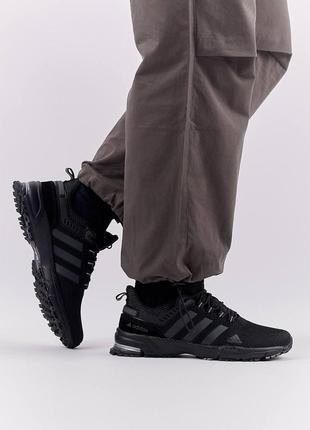 Кроссовки мужские adidas marathon black черные стильные легкие повседневные кросы адидас демисезонные9 фото