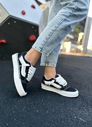 Женские кроссовки vans knu school black &amp;white