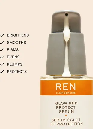 Сироватка з вітаміном c ren clean skincare radiance glow and protect serum2 фото